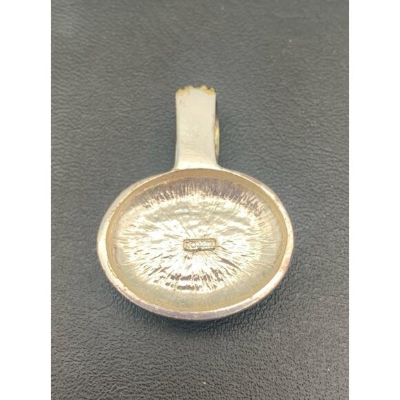 Vintage Monet Silver & Gold Tone W Cabochon Slider / Pendant - Picture 5 of 5